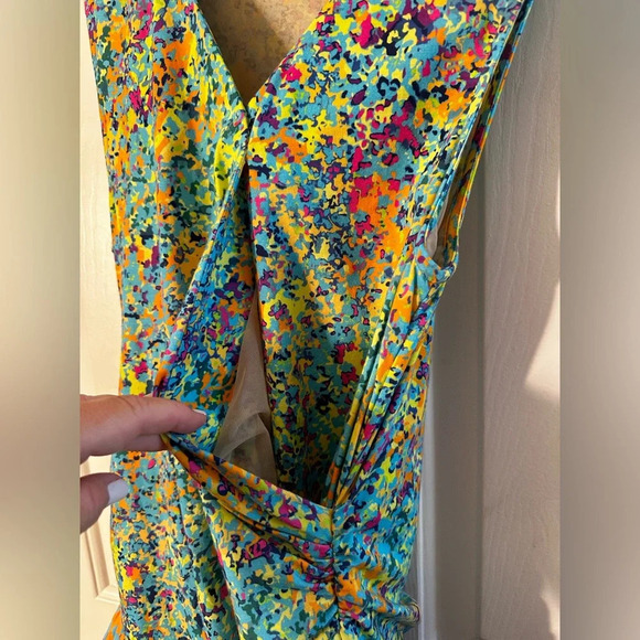 ANTHROPOLOGIE Plenty Tracy Reese Wrap V-Neck Bubble Dress SM Blue Motif MONET - Picture 11 of 16